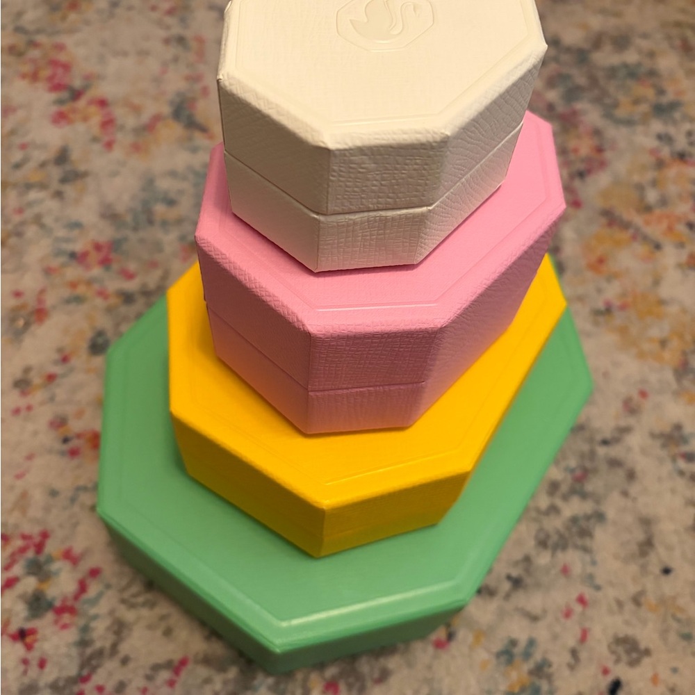 Swarovski Hexagon Box Set in Yellow, Pink, and White